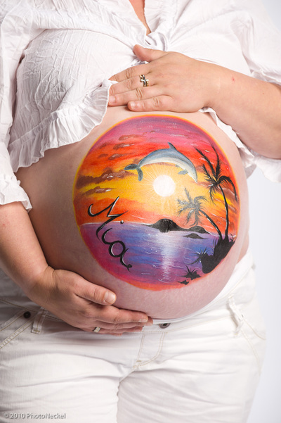 ocean sunset belly painting