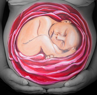 baby anne geddes belly painting