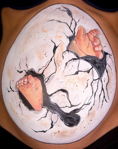 cracked egg belly painting