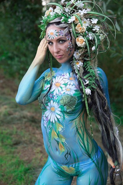 flowers flora and fauna body paint