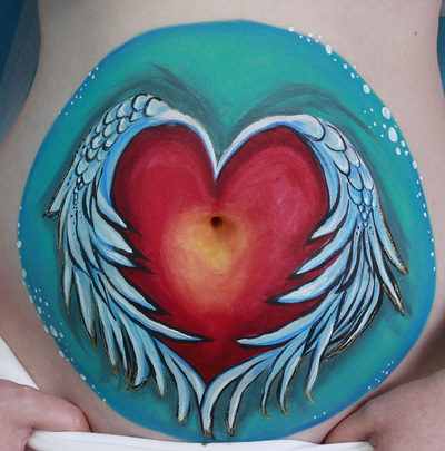heart wings belly painting