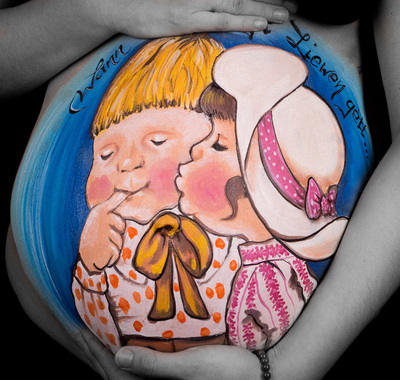 twins belly painting