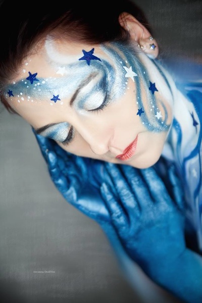 blue abstract body paint