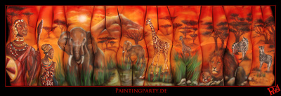 multiple illusion landscape Africa body paint