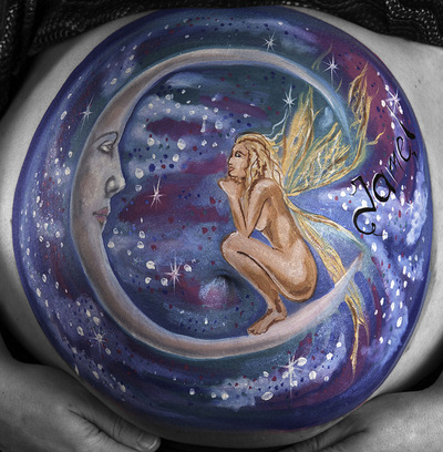 fairy moon night belly painting