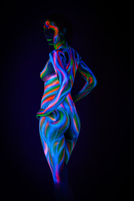 UV Blacklight Body Painting by Lynn Schockmel 
