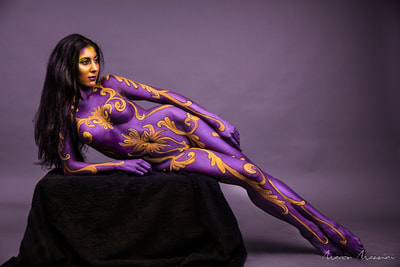 baroque violet abstract body paint